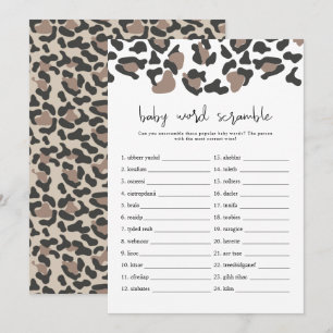 AUBREE Leopard Print Baby Ord Scramble Game Invi Inbjudningar