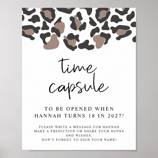 AUBREE Leopard Print Baby Shower Time Capsule-teck Poster (Framsidan)