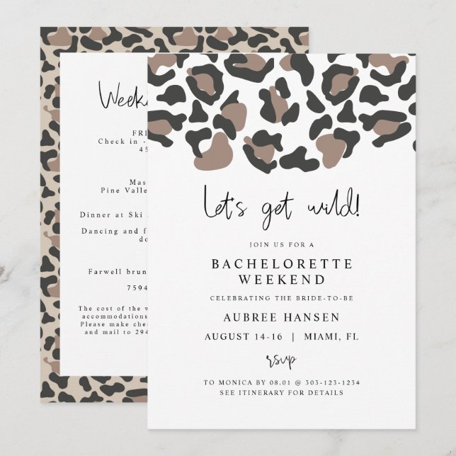 AUBREE Leopard Print Vild Bachelorette Itinerary (Fram/baksida)