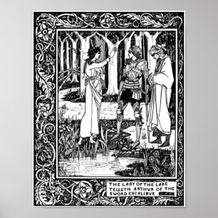 Aubrey Beardsley Illustration för Dam i Sjö Poster