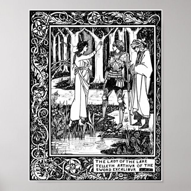 Aubrey Beardsley Illustration för Dam i Sjö Poster (Framsidan)