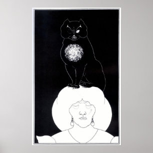 Aubrey Beardsley - svart kattaffisch Poster