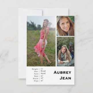 Aubrey Jean Comp Card | Design One