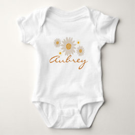 Aubrey name reveal retro daisy boho flower design t shirt