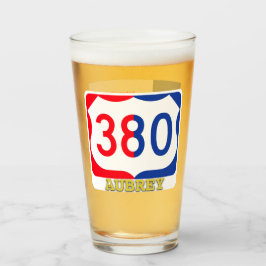 Aubrey, Texas, & US 380, Pint Glass Glaskopp