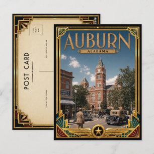 Auburn Alabama Vintage Art Deco Guldåldern Vykort