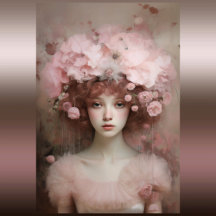 Auburn Beauty - A Womans Porträtt och Flowers
