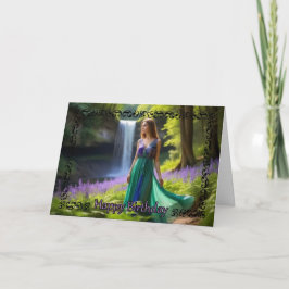 Auburn Beauty Near Waterfall Birthday Card Kort