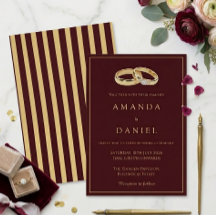 Auburn Brun & Guld Ring Diamant Ränder Bröllop