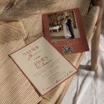 Auburn Copper Old Money QR Code Photo Wedding Inbjudningar<br><div class="desc">This wedding invitation is perfect for your wedding if you are looking for an elegant unique and easy editable invitation .An elegant unique luxurious auburn and copper image QR code wedding template invitation. as you see it features a copper old money background. And classy Parisian font in auburn old money...</div>
