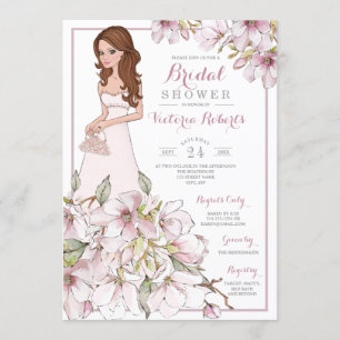 Auburn Hair Bride Blommigt Möhippa Inbjudningar