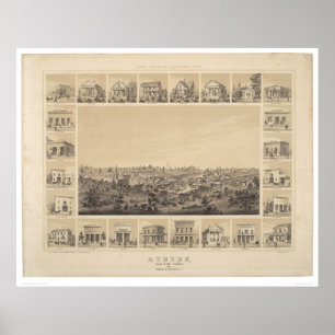Auburn, Kalifornien 1857 Panoramic Karta (2508A) Poster