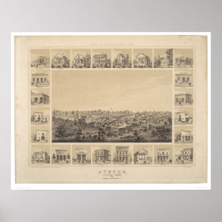 Auburn, Kalifornien 1857 Panoramic Karta (2508A) Poster