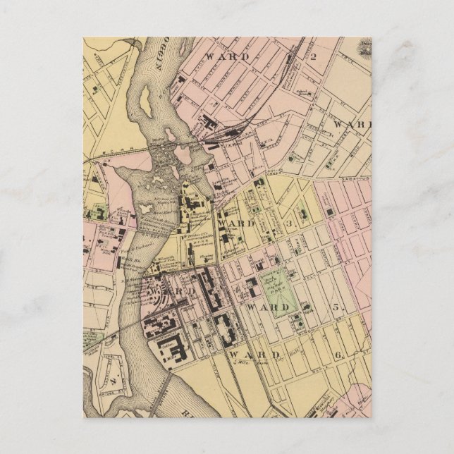 Auburn, Lewiston Karta Vykort (Framsida)