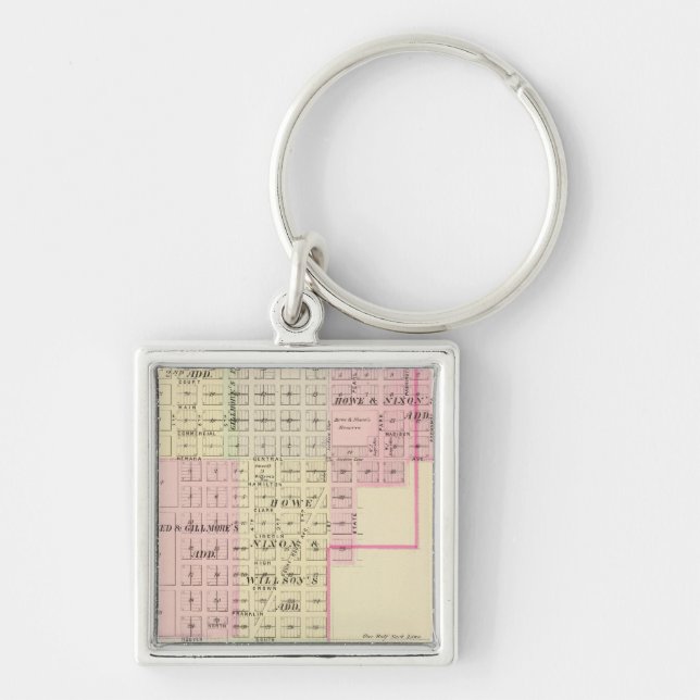 Auburn, Nebraska Fyrkantig Silverfärgad Nyckelring (Framsidan)