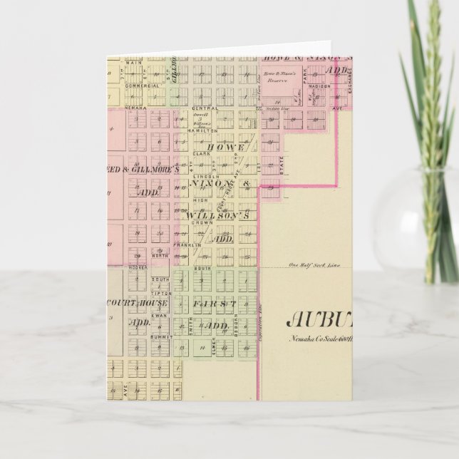 Auburn, Nebraska Kort (Framsida)