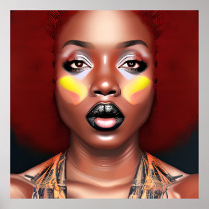 Auburn Queen Orange Brown Hair Black Melanin Afro Poster