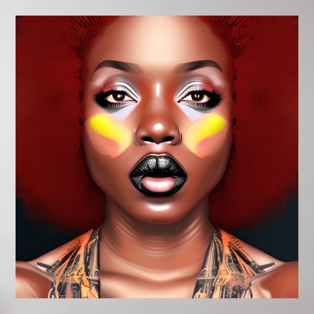 Auburn Queen Orange Brown Hair Black Melanin Afro Poster (Framsidan)