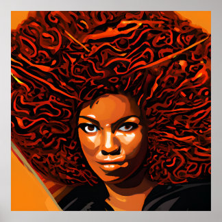 Auburn Queen Orange Brown Hair Black Melanin Afro Poster