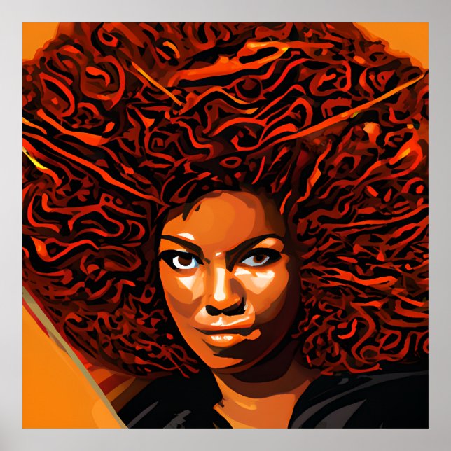 Auburn Queen Orange Brown Hair Black Melanin Afro Poster (Framsidan)