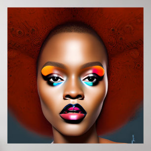 Auburn Queen Orange Brown Hair Black Melanin Afro Poster