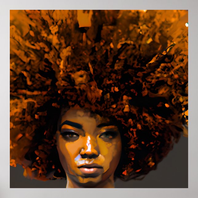 Auburn Queen Orange Brown Hair Black Melanin Afro Poster (Framsidan)