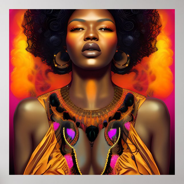 Auburn Queen Orange Brown Hair Black Melanin Afro Poster (Framsidan)