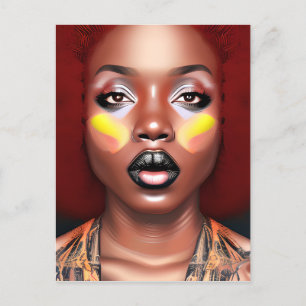 Auburn Queen Orange Brown Hair Black Melanin Afro Vykort