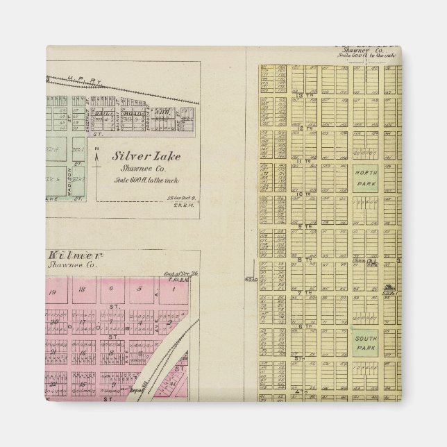 Auburn, Silver Sjö, Kilmer och Richland, Kansas Magnet (Framsidan)