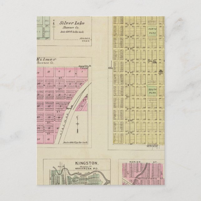 Auburn, Silver Sjö, Kilmer och Richland, Kansas Vykort (Framsida)