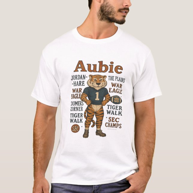 Auburn Tigers Aubie Mascot T-Shirt - Vintage Aubur (Framsida)
