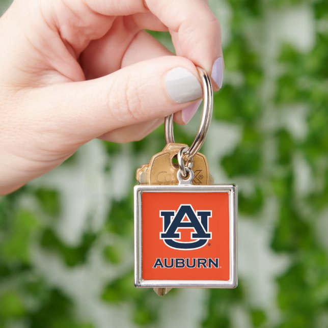 Auburn Universiteten | AU Auburn Fyrkantig Silverfärgad Nyckelring (Hand)