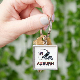 Auburn Universiteten   Auburn Football Fyrkantig Silverfärgad Nyckelring