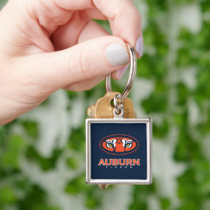 Auburn Universiteten   Auburn Tigers Fyrkantig Silverfärgad Nyckelring