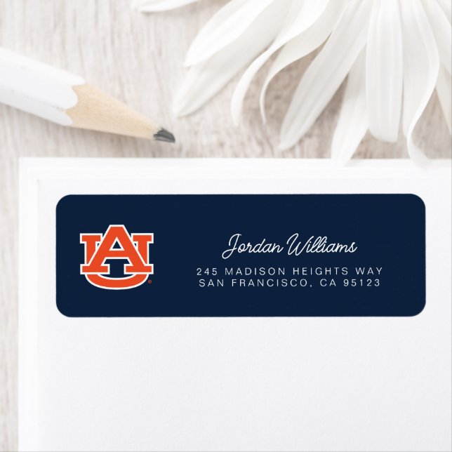 Auburn Universiteten | Auburn UA Logotyp Returadress Etikett (Insitu)
