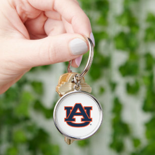 Auburn Universiteten   Auburn UA Logotyp Rund Silverfärgad Nyckelring