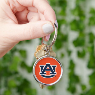 Auburn Universiteten   Auburn UA Logotyp Rund Silverfärgad Nyckelring