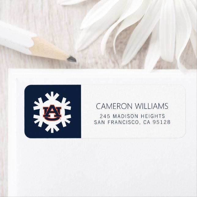 Auburn Universiteten | Helgdag Mönster Returadress Etikett (Insitu)