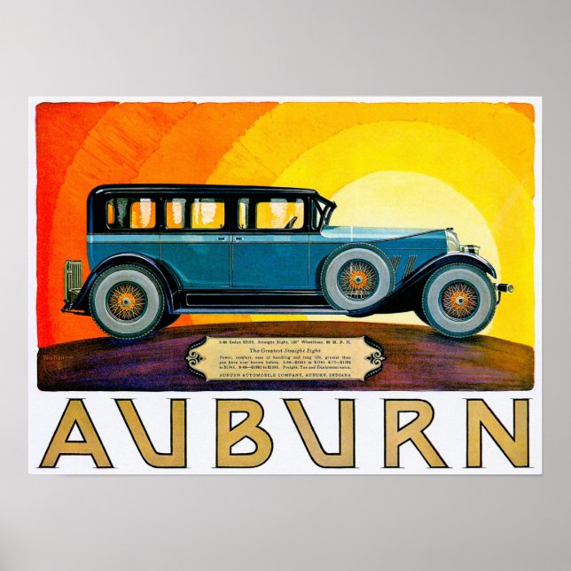 Auburn ~ Vintage Motor Car Annons Poster (Framsidan)