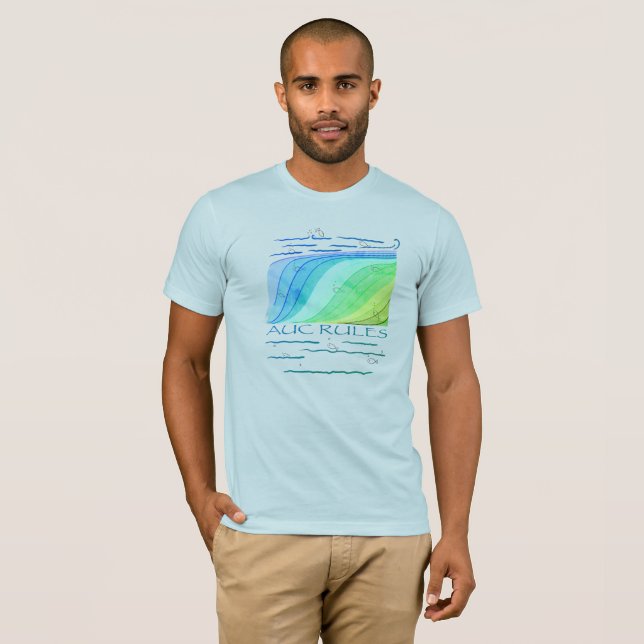 AUC-regler, fisk - grön, anpassad text, ljus T Shirt (Hel framsida)