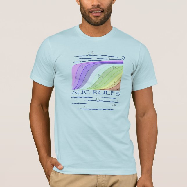 AUC Rules, fish, custom text, light T Shirt (Framsida)