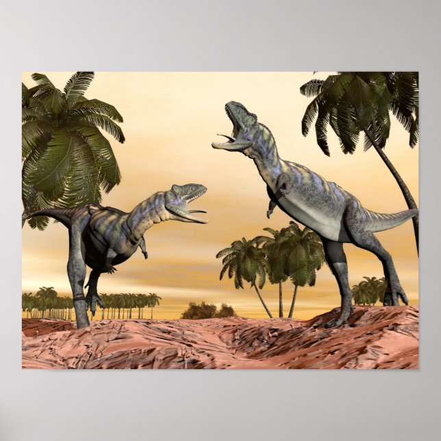 Aucasaurus dinosaurs match - 3D-rendering Poster (Framsidan)