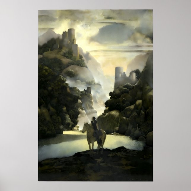 Aucassin söker Nicolette av Maxfield Parrish Poster (Framsidan)