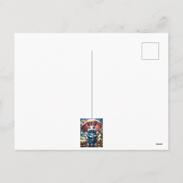 Auch im Regen werden Ostereier versteckt Helg Vykort (Baksida)