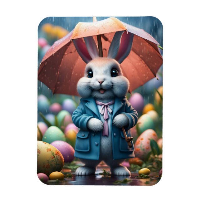 Auch im Regen werden Ostereier versteckt Magnet (Vertikal)