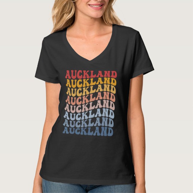 Auckland City Groovy Retro T Shirt (Framsida)