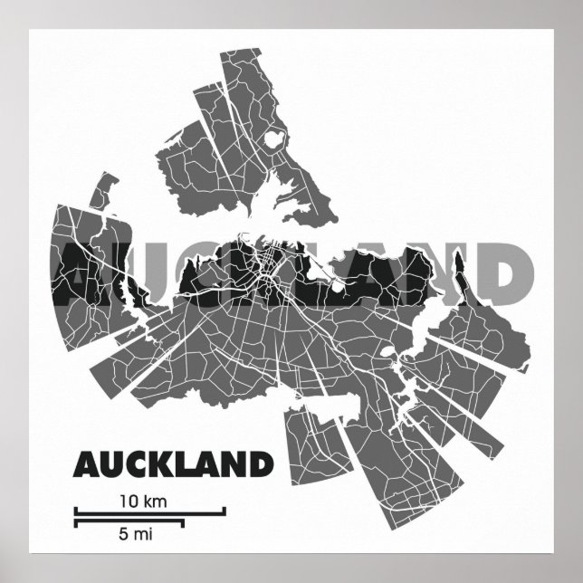 Auckland Karta Poster (Framsidan)