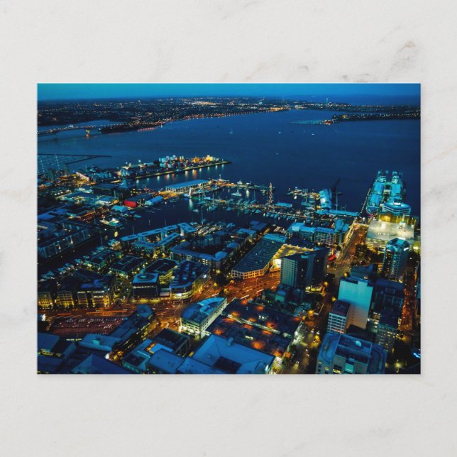 Auckland Marina-vy från Himmel Torn - vykort (Framsida)