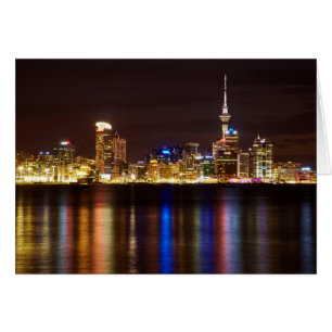 Auckland nattlig stadsbild hälsningskort
