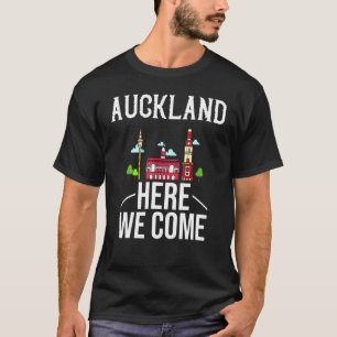 Auckland New Zealand City Resa Skyline Karta Trave T Shirt